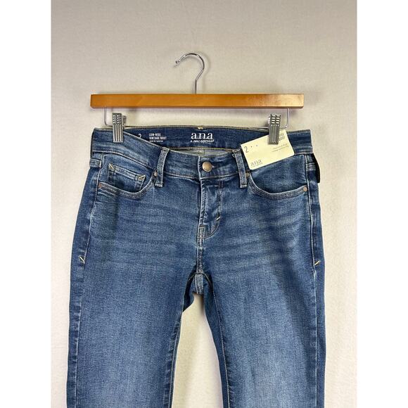 A.n.a Vintage Low Rise Bootcut Dark Wash Jeans - Size 2 Denim Normcore Classic - Picture 4 of 9